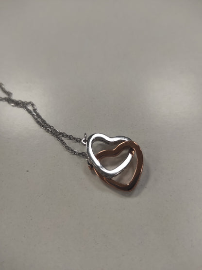 Collar de doble anillo de corazón bicolor - additional image 2